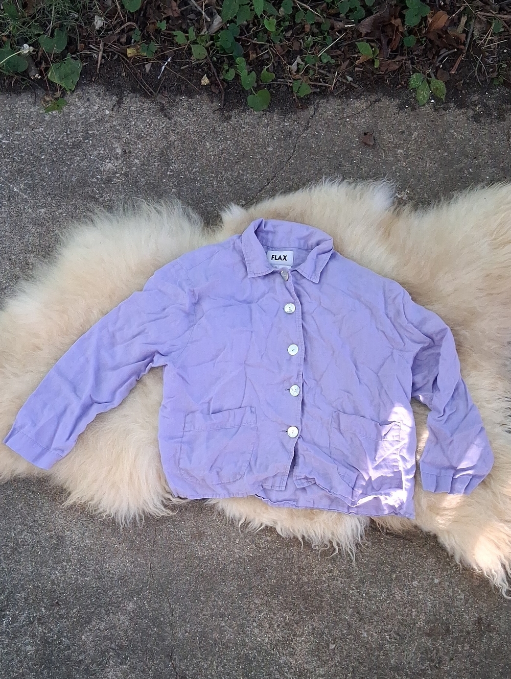 FLAX Lavender Button-Front Casual Jacket Size M Linen